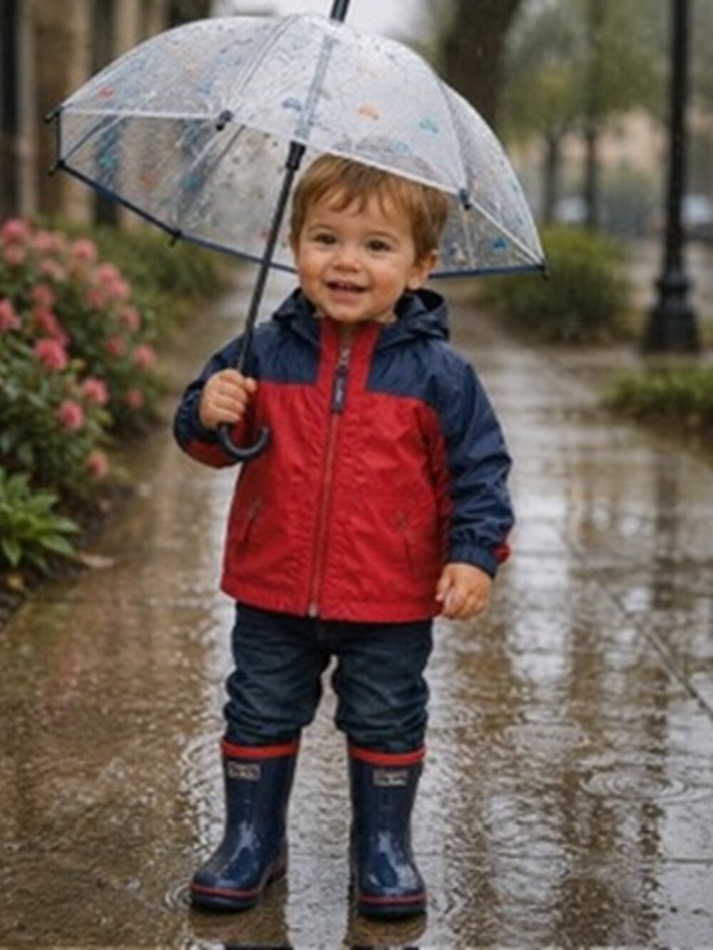 L.L.Bean Kids Hooded Windbreaker Jacket Red Navy Lined Outdoor Coat VGUC 3T